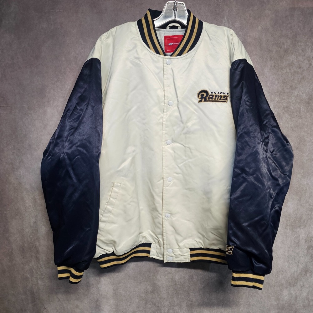 Vintage Y2K Reebok St. Louis Rams Football White Satin Jacket Mens XL